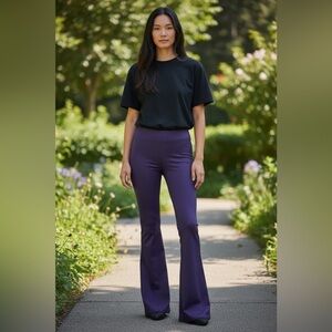 HALARA High-Waisted Plum Flare Pants with Back Pockets